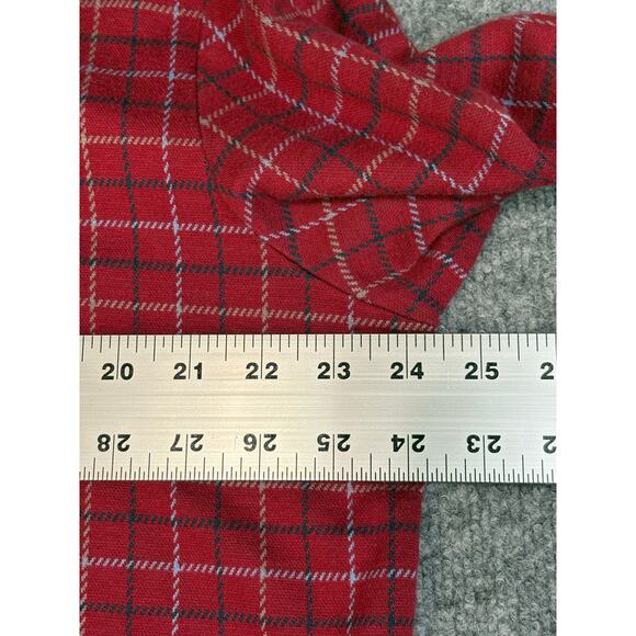 Lands' End Traditional Fit Men's XL Red / White Plaid Long Sleeve Polo Shirt - Picture 5 of 8